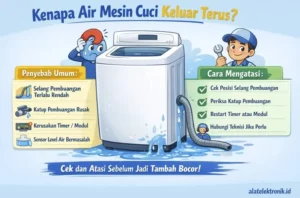 kenapa air mesin cuci keluar terus
