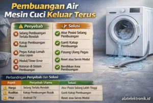 pembuangan air mesin cuci keluar terus